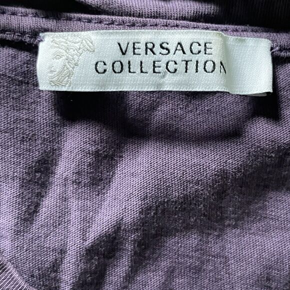 Versace T Shirt Womens Medium Purple Collection Medusa LS Lightweight Bulgaria - Picture 5 of 10